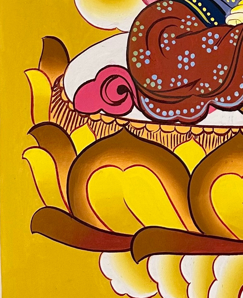 Chenrezig thangka, detail: bottom-left corner