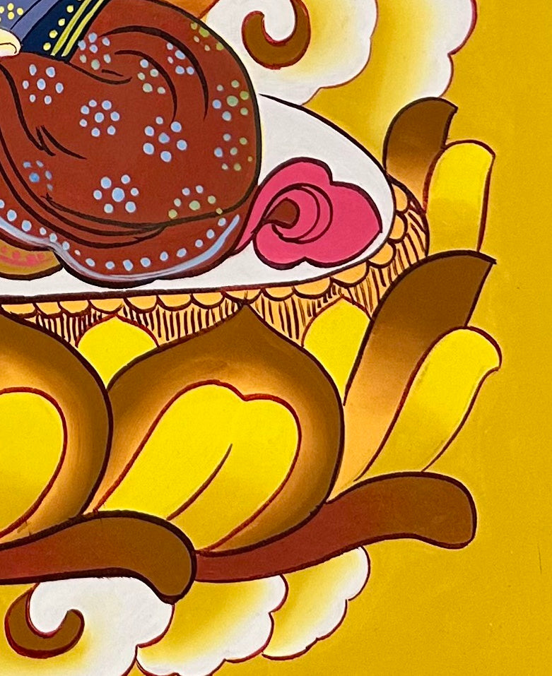 Chenrezig thangka, detail: bottom-right corner