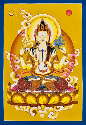 Chenrezig Thangka – 58×84 cm, Classic Grade