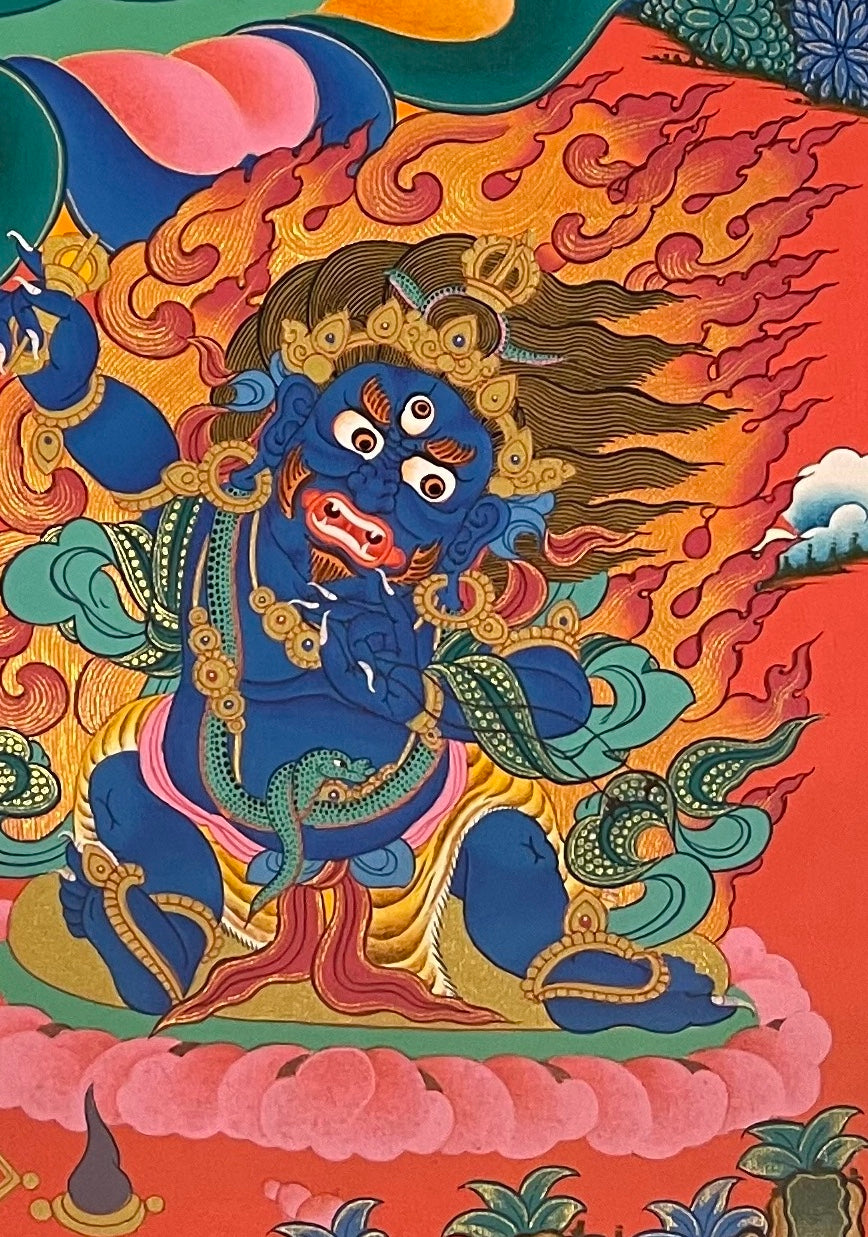 Manjushri thangka, detail: bottom-right corner