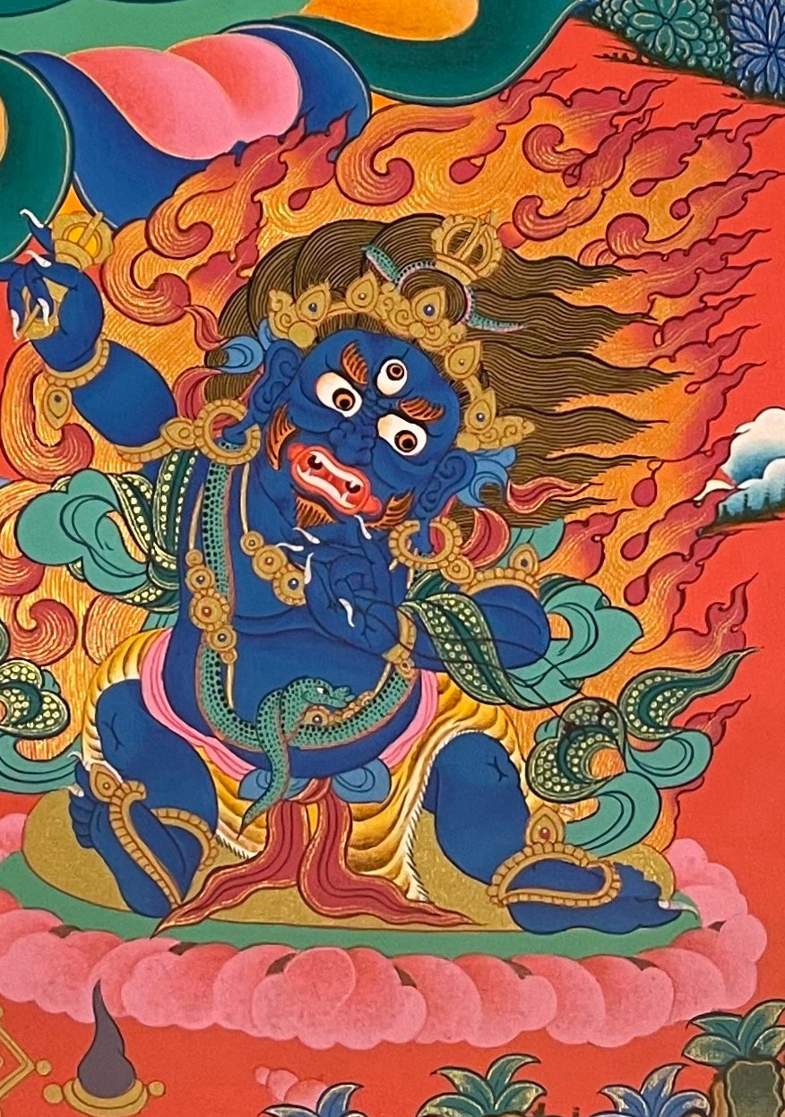Manjushri thangka, detail: bottom-right corner