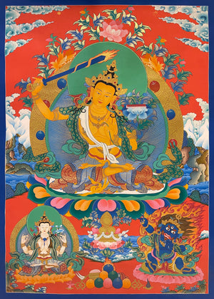 Manjushri Thangka – 50×69 cm, Fine Grade
