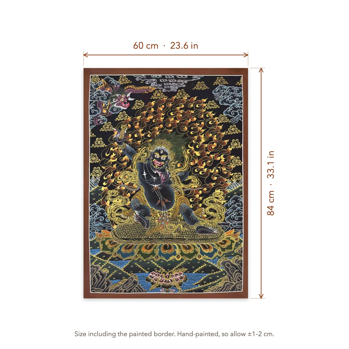 Size diagram: 60 × 84 cm (23.6 × 33.1 in), including the painted border