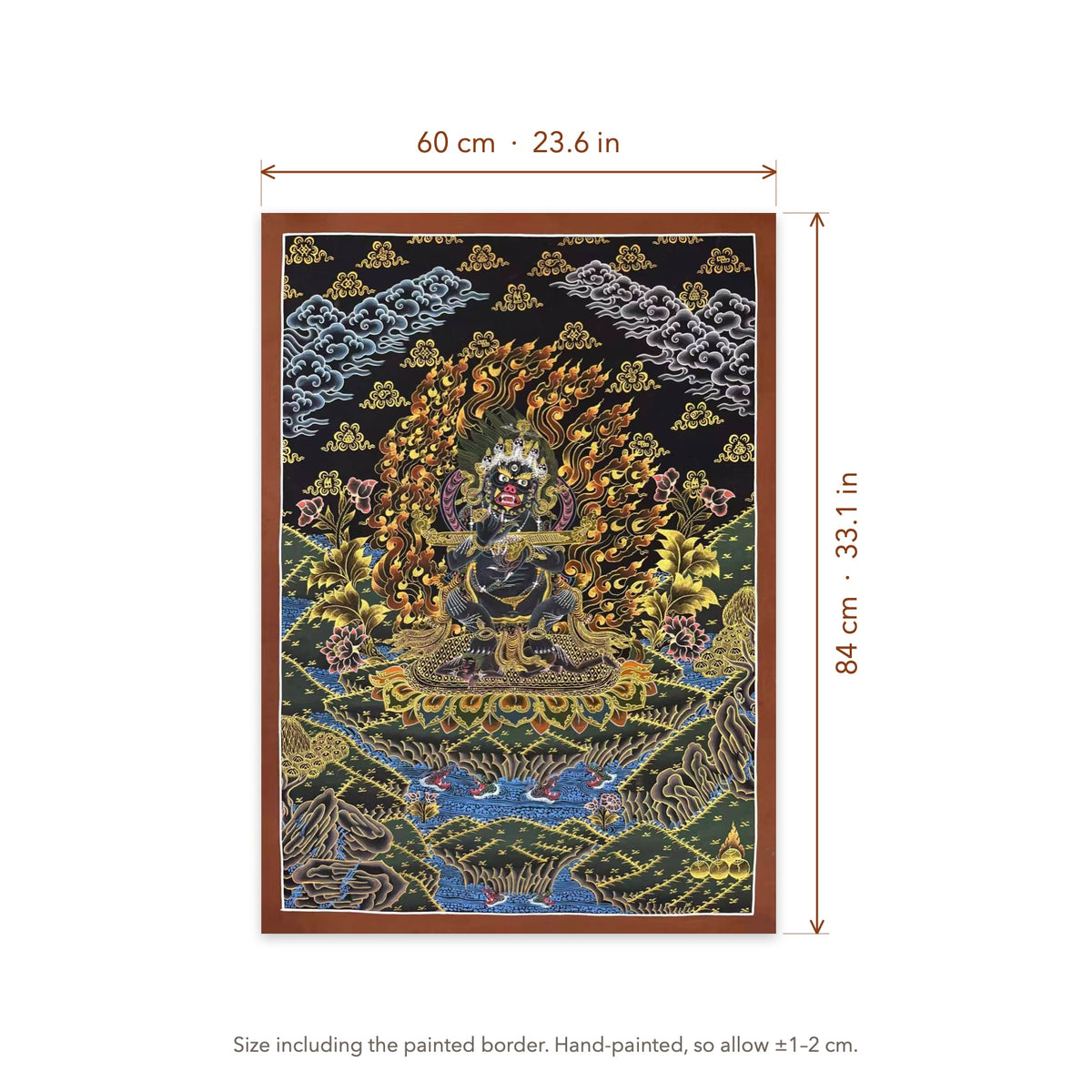 Size diagram: 60 × 84 cm (23.6 × 33.1 in), including the painted border
