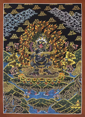 玛哈嘎拉唐卡 – 60×84 cm · 精品