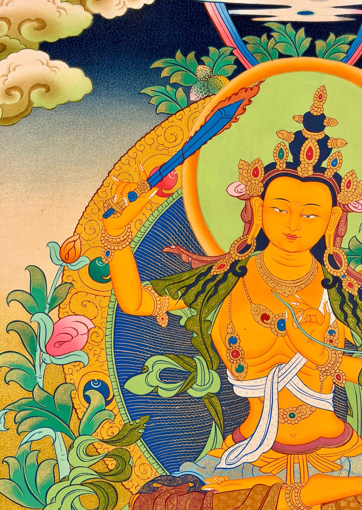 Manjushri thangka, close-up photo 3 of 5