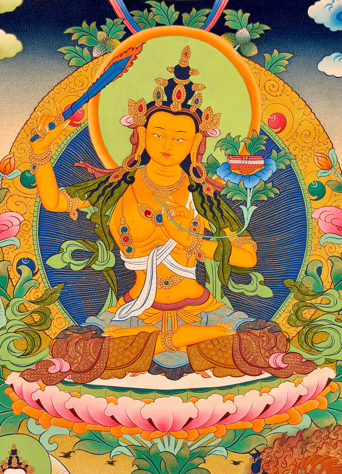 Manjushri thangka, close-up photo 5 of 5