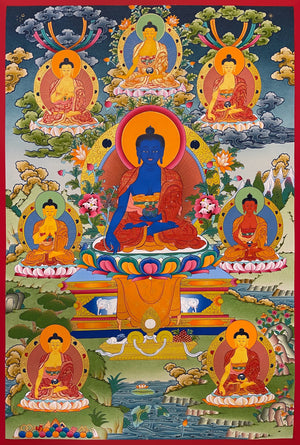 Medicine Buddha Thangka – 58×83 cm, Fine Grade