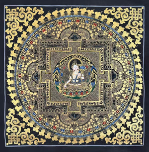 White Tara Mandala Thangka – 55×57 cm, Fine Grade