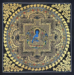 藥師佛壇城唐卡 – 55×56 cm · 精品