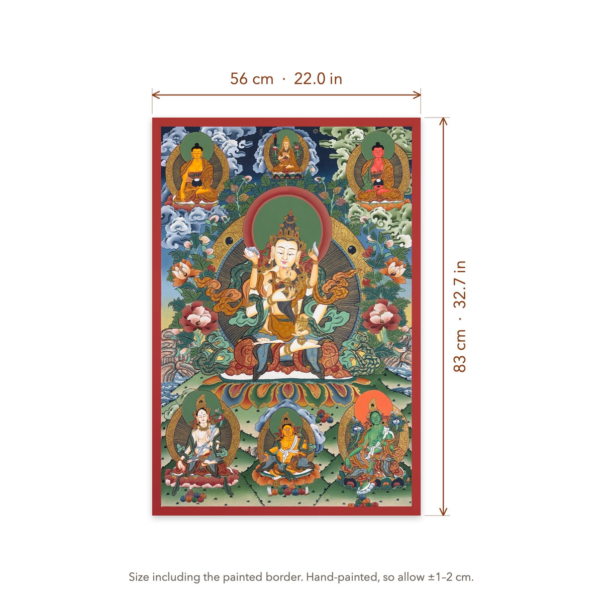 Size diagram: 56 × 83 cm (22.0 × 32.7 in), including the painted border
