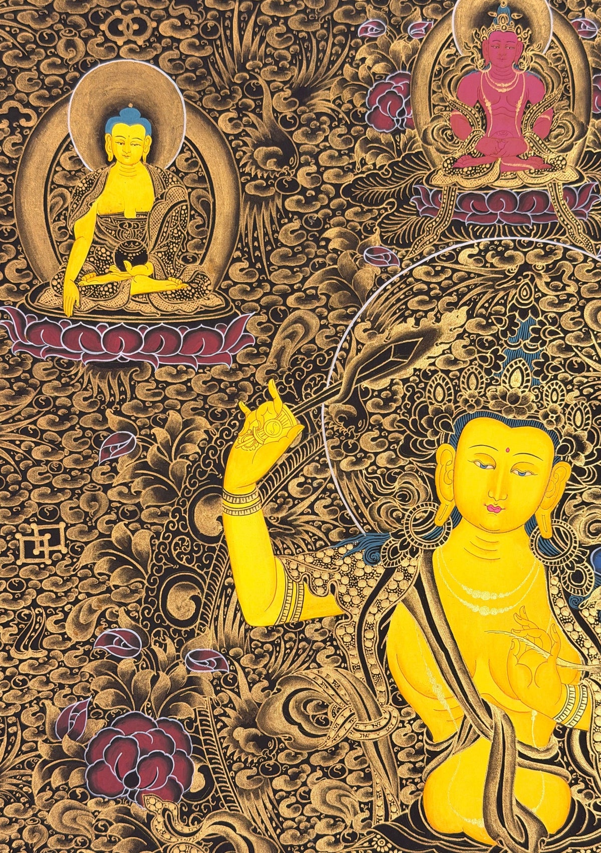 Manjushri thangka, close-up photo 3 of 5