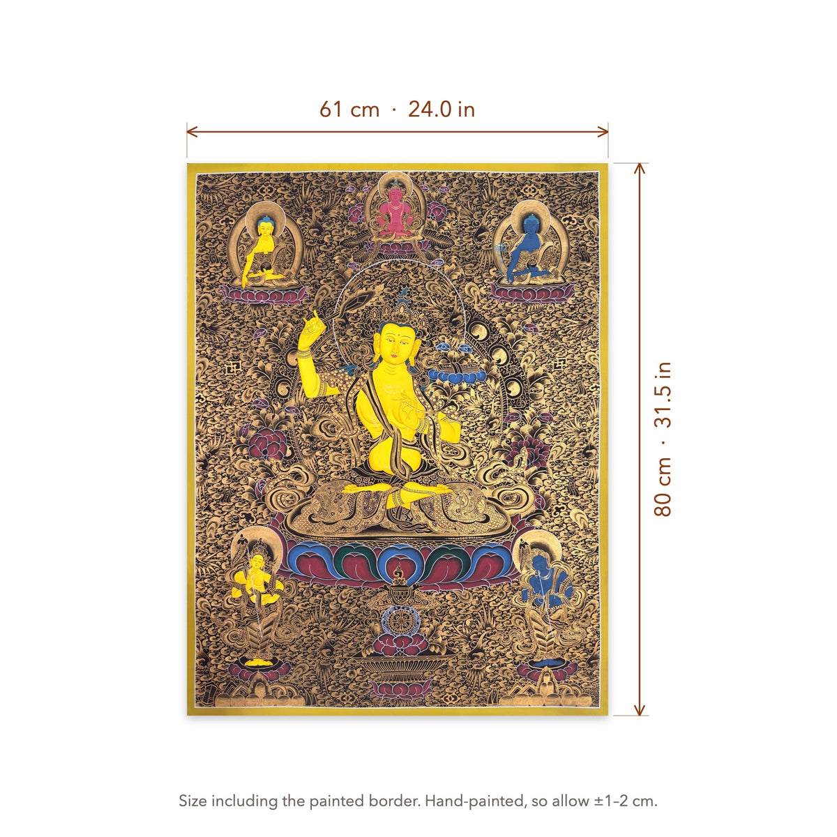 Size diagram: 61 × 80 cm (24.0 × 31.5 in), including the painted border