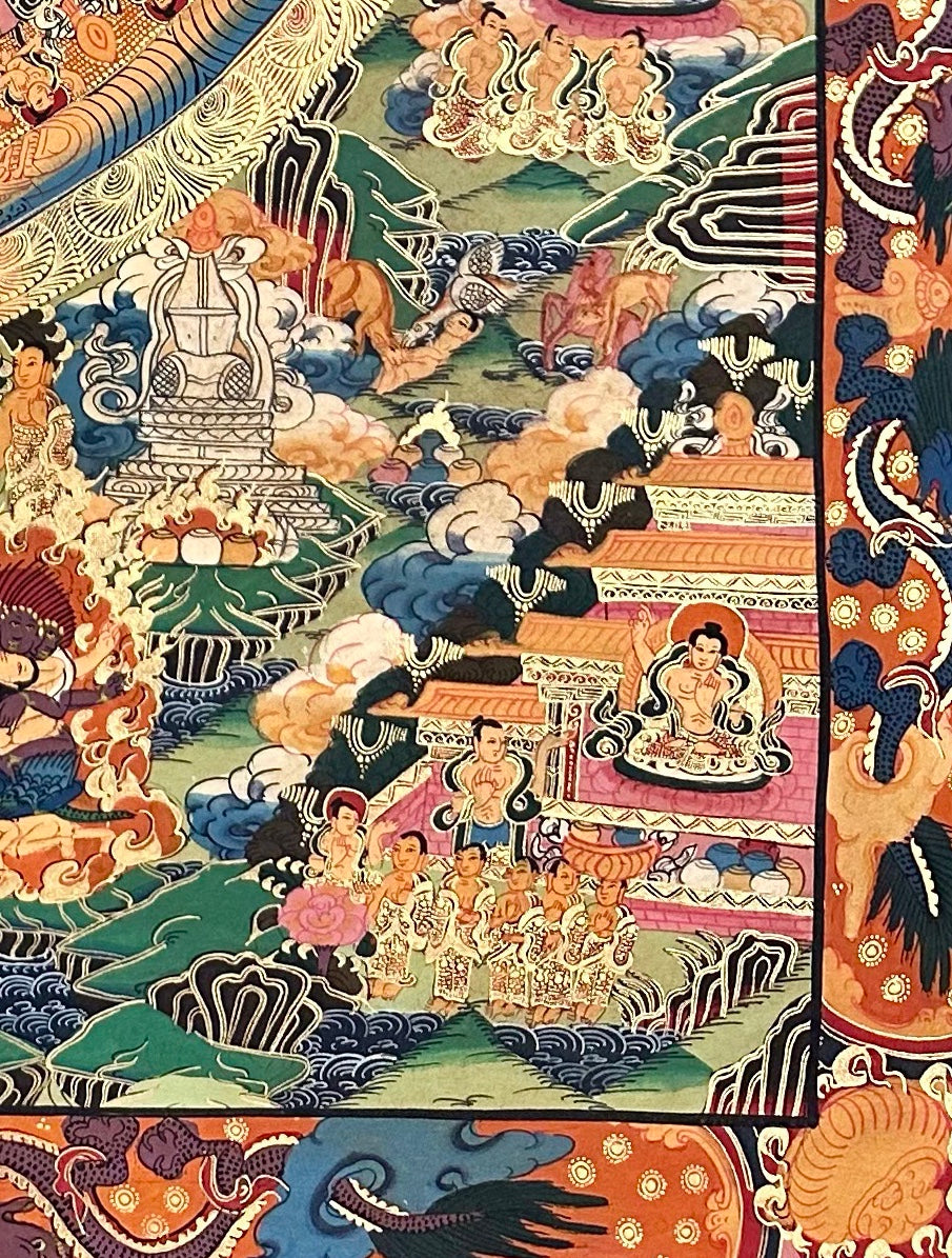 Buddha Mandala thangka, detail: bottom-right corner