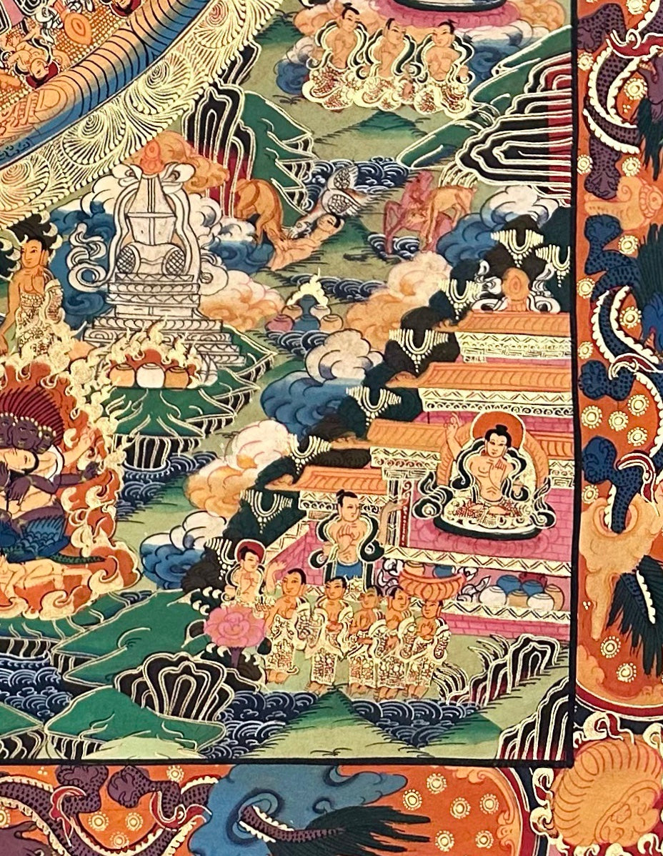 Buddha Mandala thangka, detail: bottom-right corner
