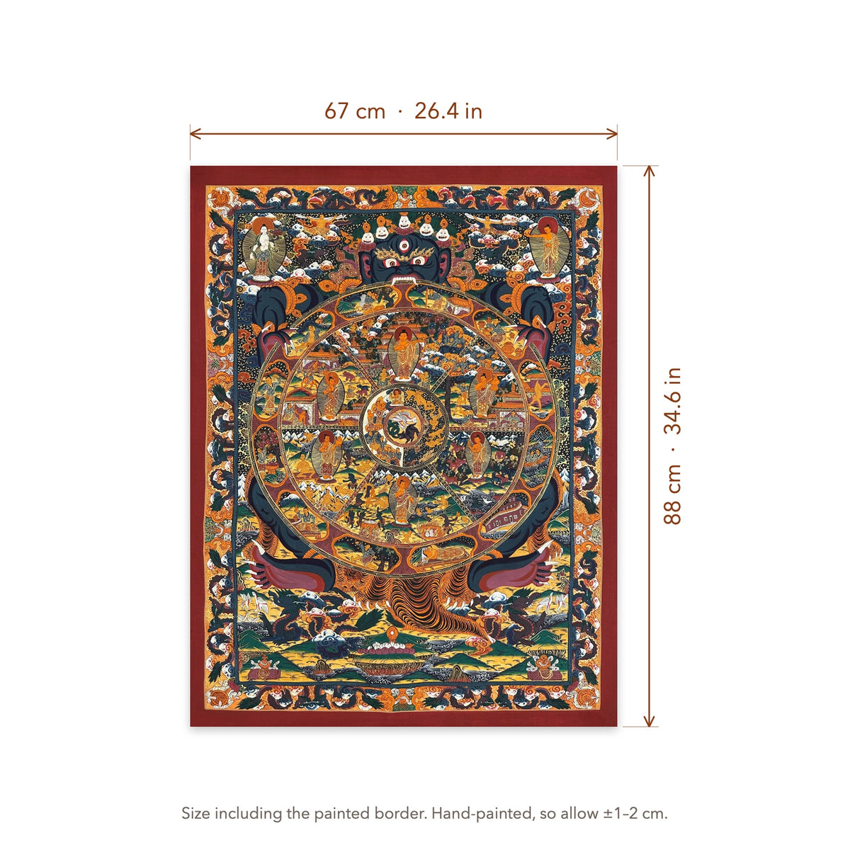 Size diagram: 67 × 88 cm (26.4 × 34.6 in), including the painted border