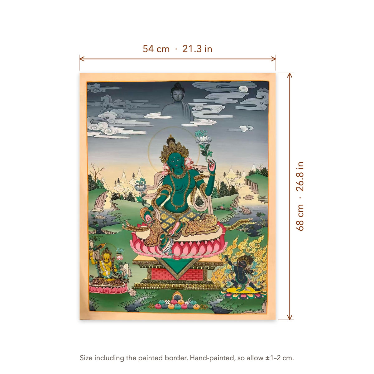 Size diagram: 54 × 68 cm (21.3 × 26.8 in), including the painted border