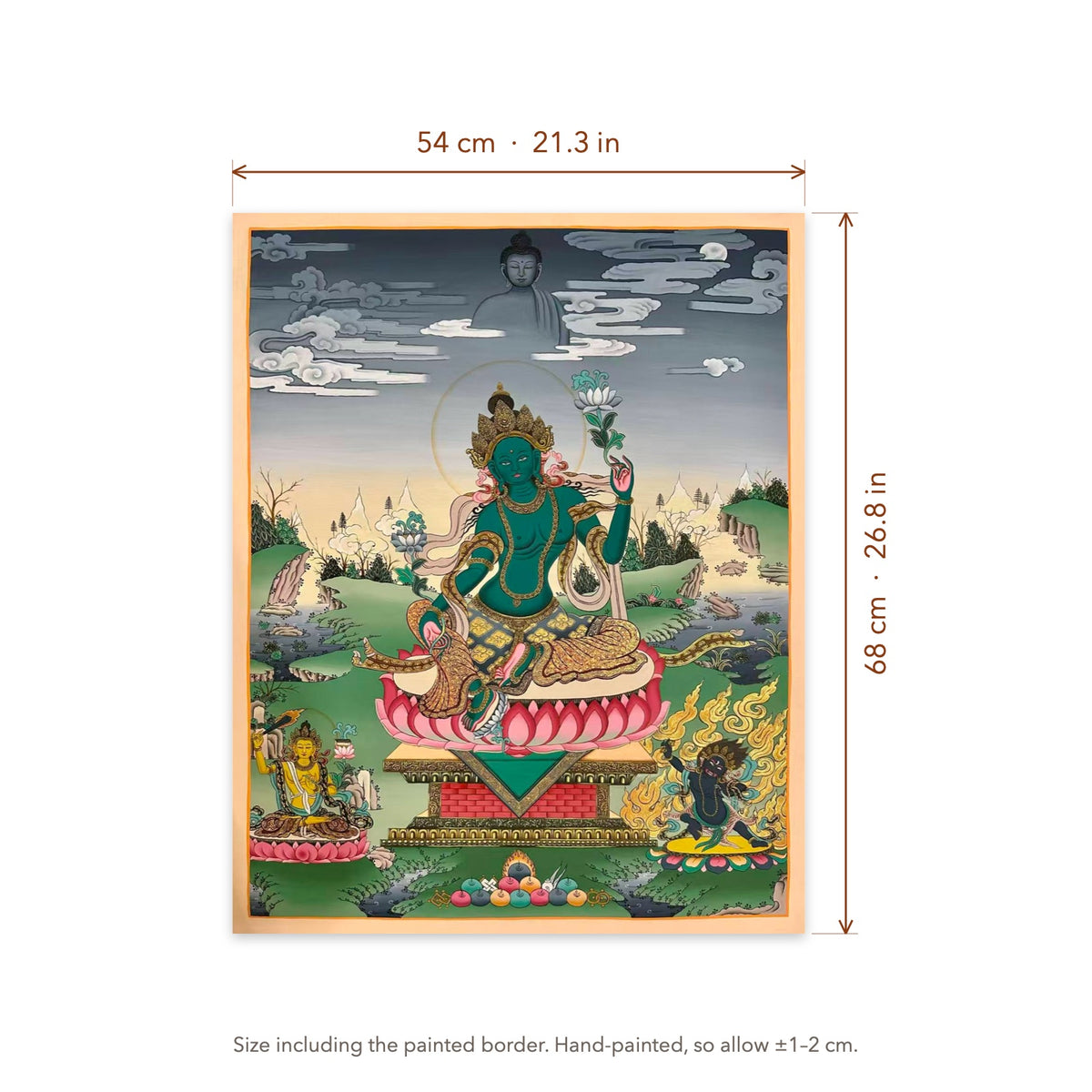 Size diagram: 54 × 68 cm (21.3 × 26.8 in), including the painted border