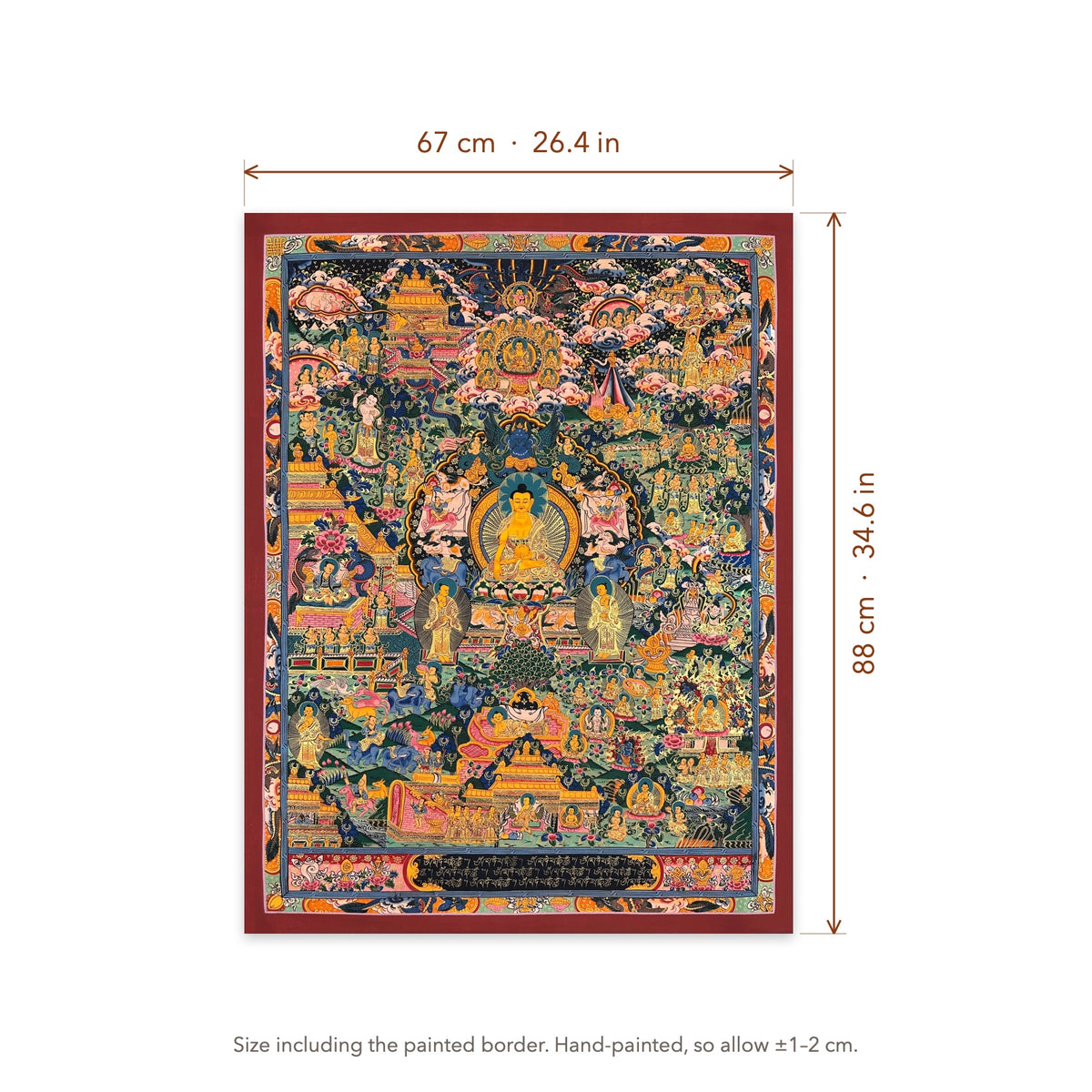 Size diagram: 67 × 88 cm (26.4 × 34.6 in), including the painted border