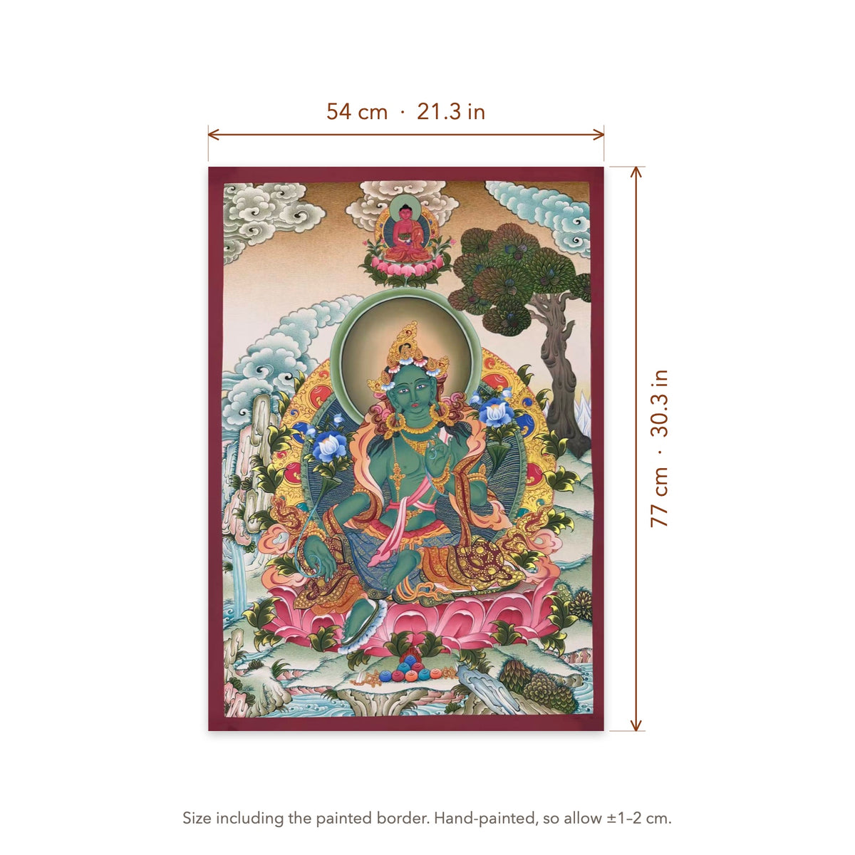 Size diagram: 54 × 77 cm (21.3 × 30.3 in), including the painted border