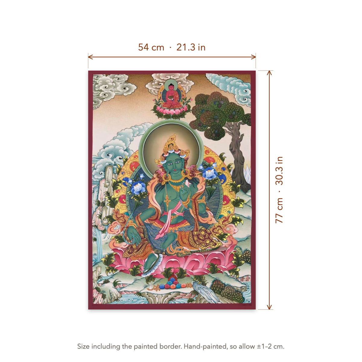 Size diagram: 54 × 77 cm (21.3 × 30.3 in), including the painted border