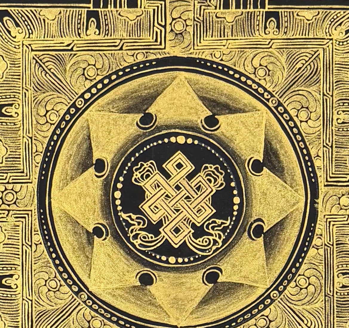 Endless Knot Mandala thangka, detail: centre