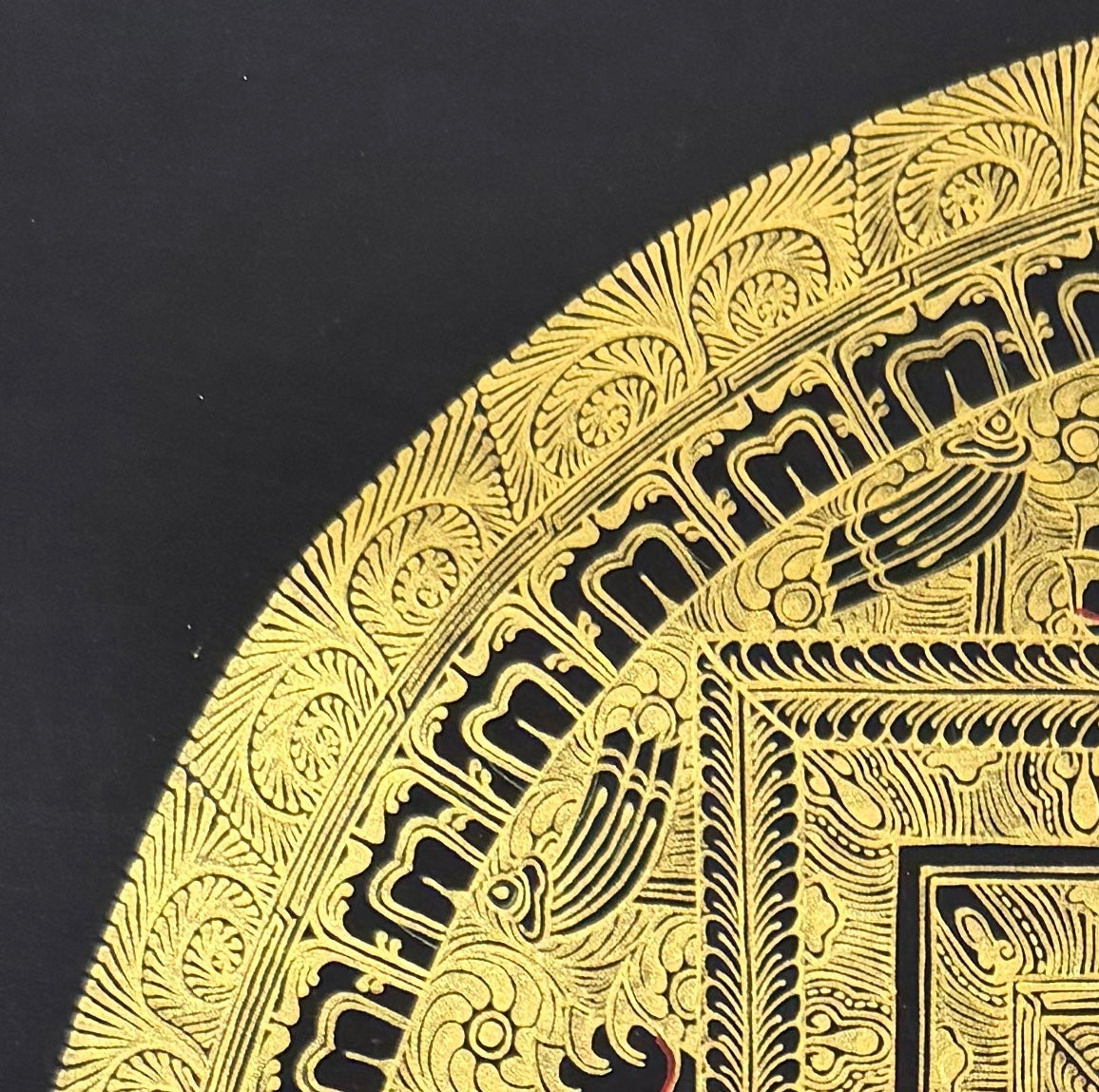 Endless Knot Mandala thangka, detail: top-left corner