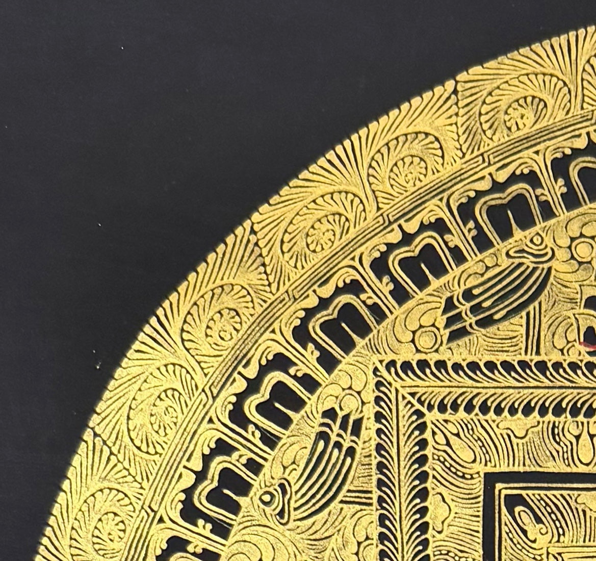 Endless Knot Mandala thangka, detail: top-left corner