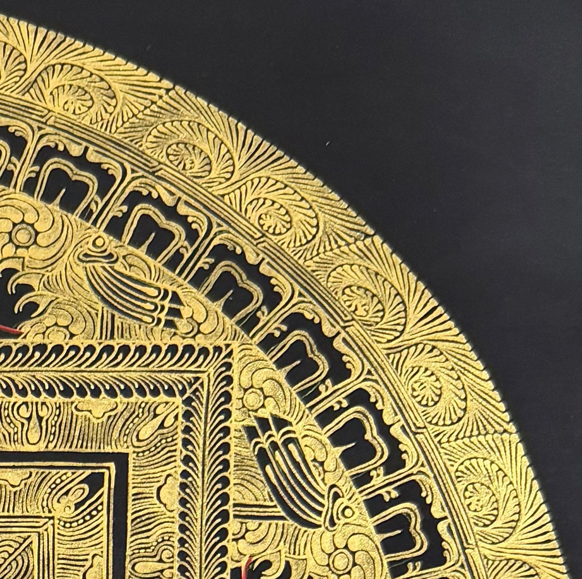 Endless Knot Mandala thangka, detail: top-right corner