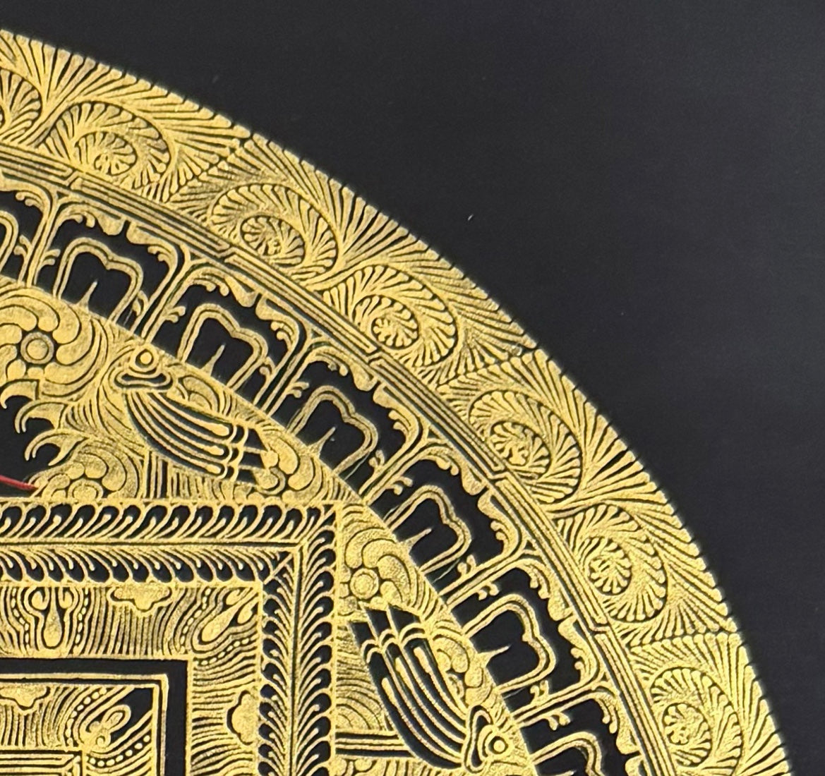 Endless Knot Mandala thangka, detail: top-right corner