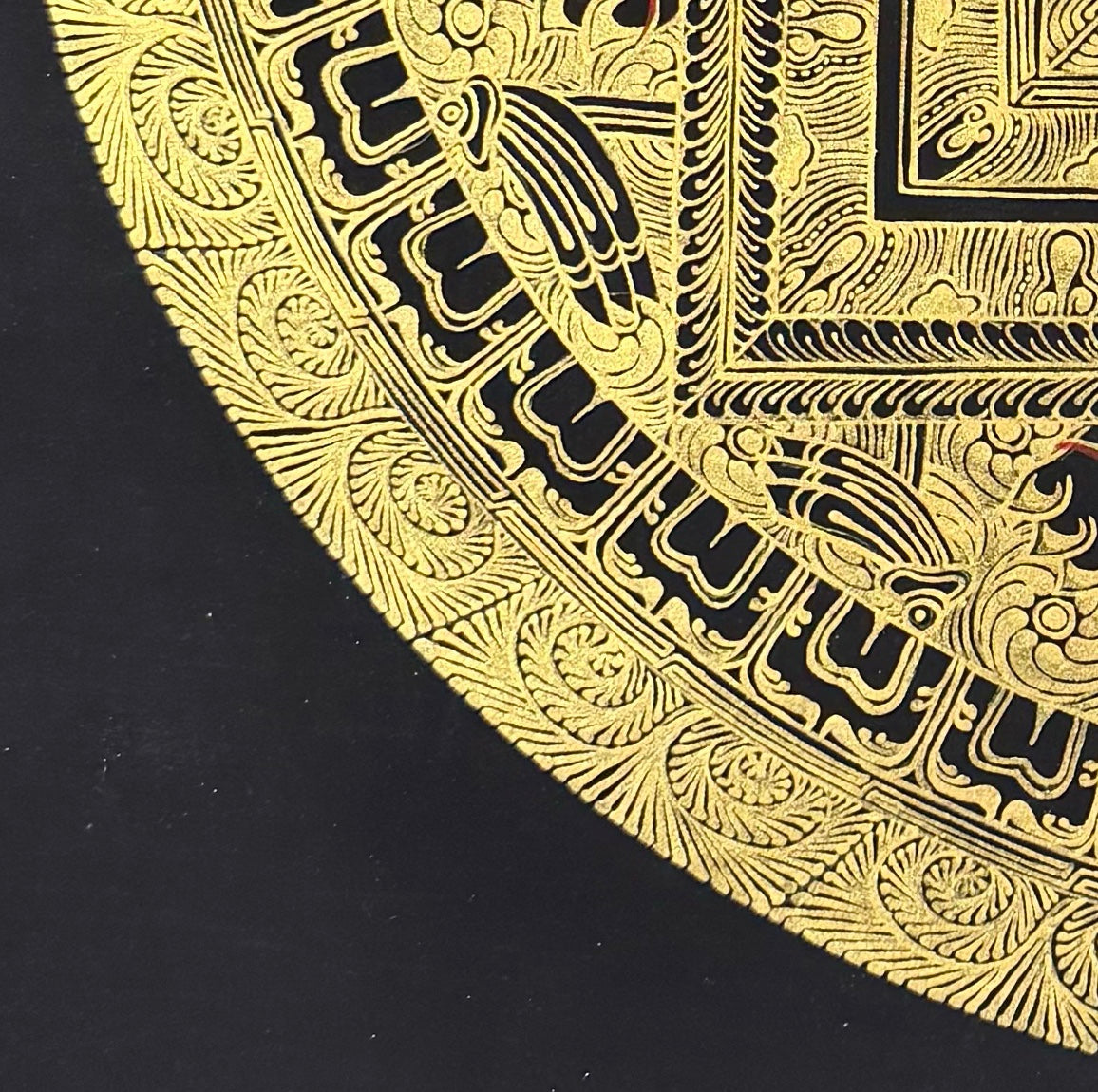 Endless Knot Mandala thangka, detail: bottom-left corner