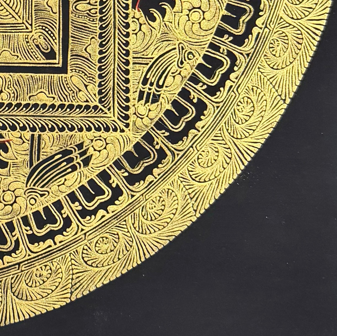 Endless Knot Mandala thangka, detail: bottom-right corner
