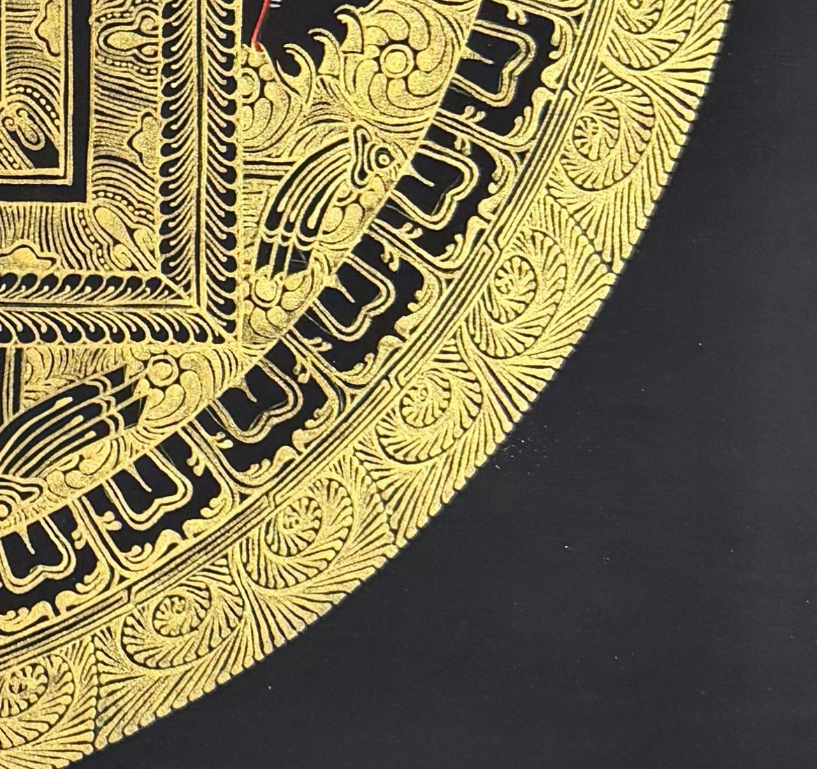 Endless Knot Mandala thangka, detail: bottom-right corner