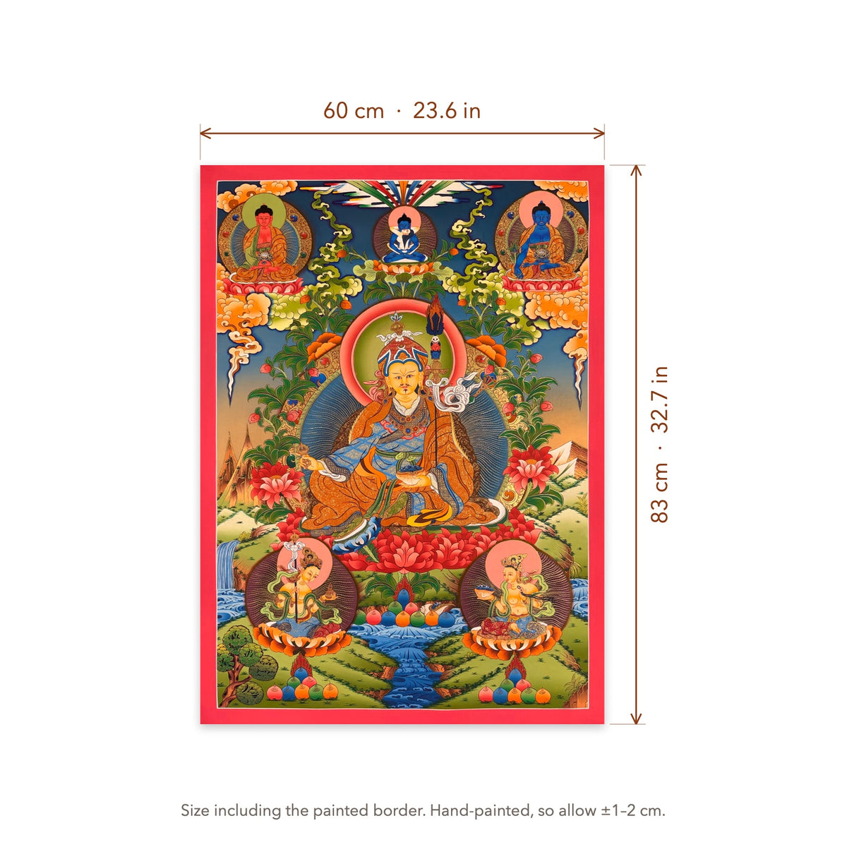 Size diagram: 60 × 83 cm (23.6 × 32.7 in), including the painted border