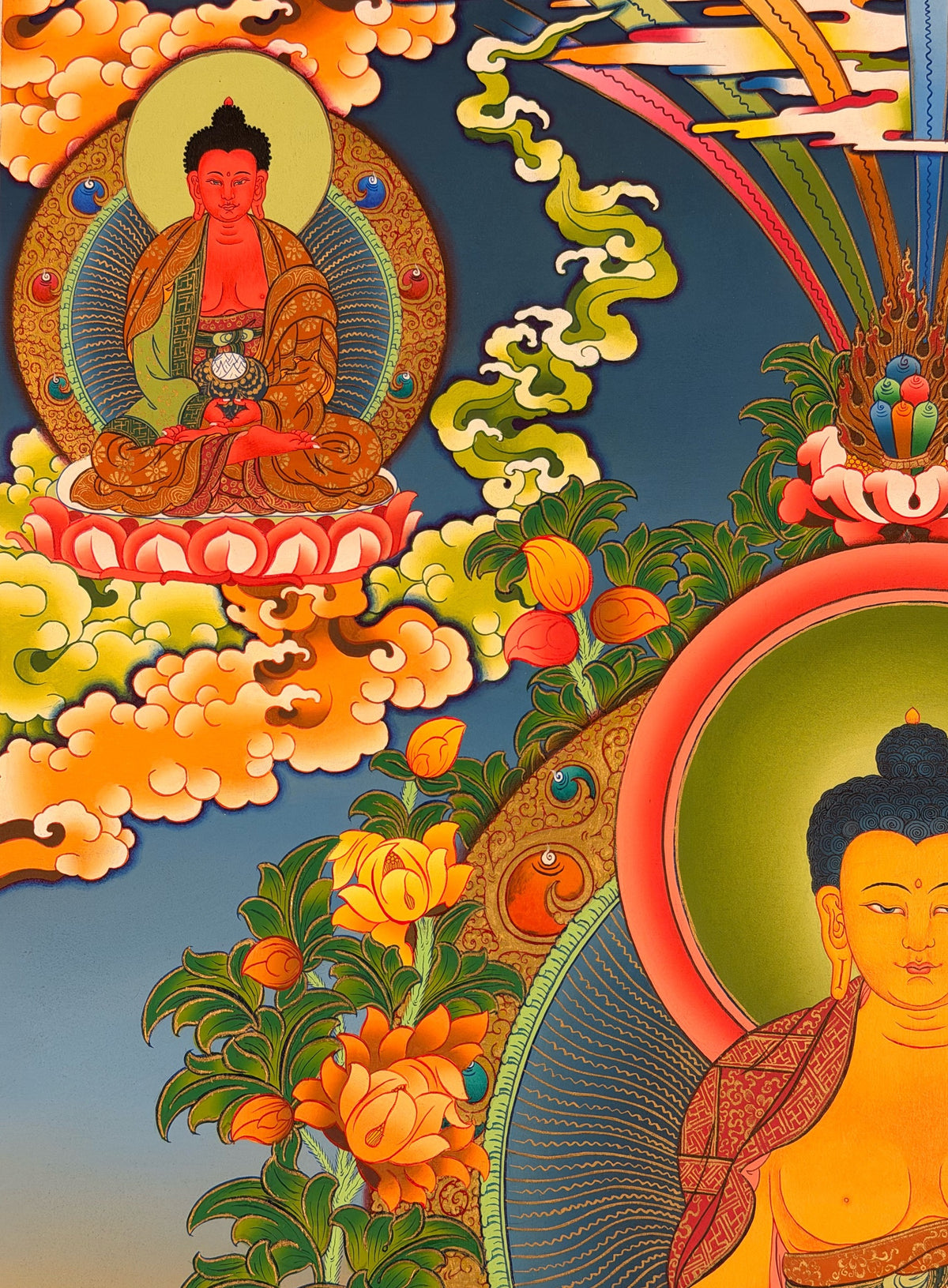 Shakyamuni Buddha thangka, close-up photo 3 of 5