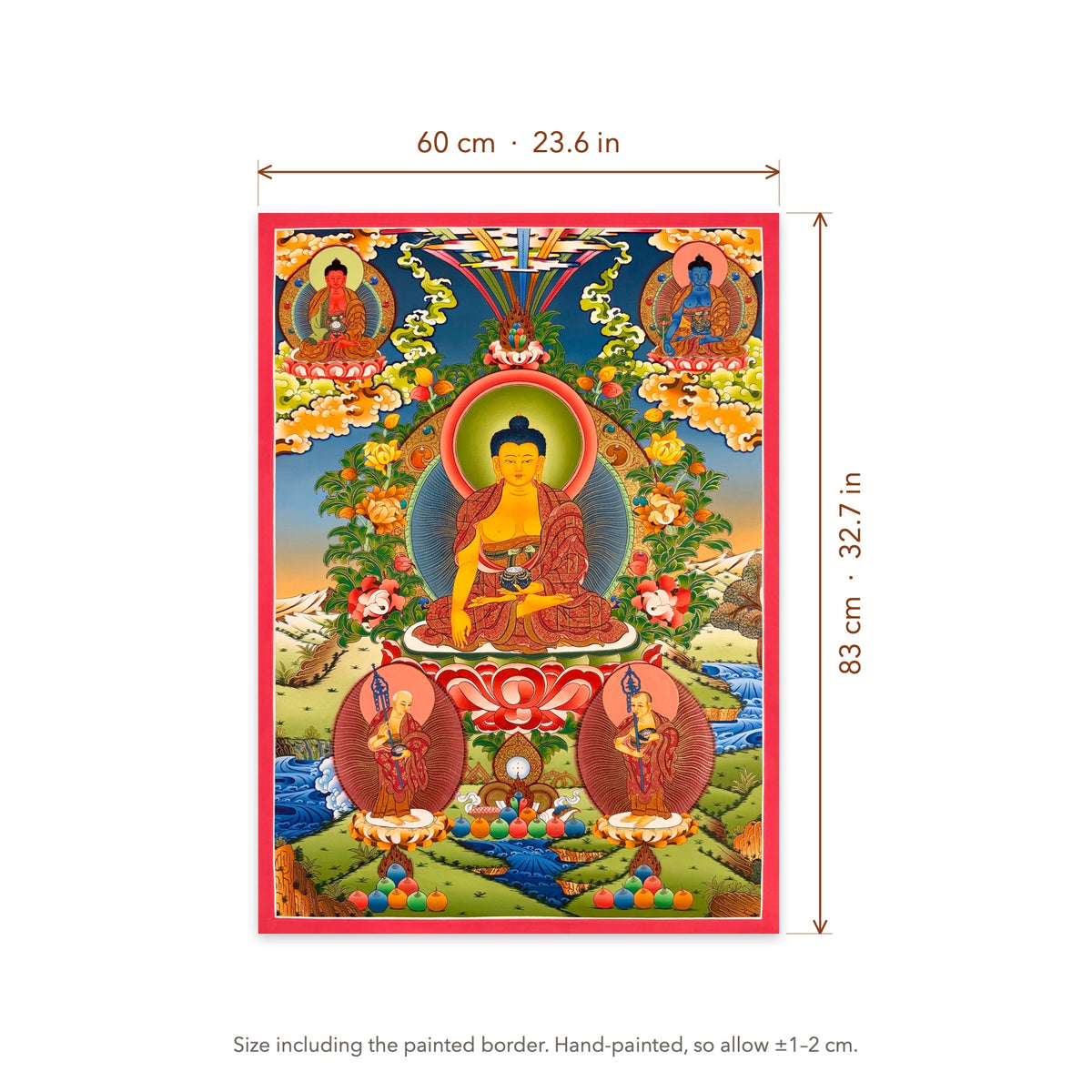 Size diagram: 60 × 83 cm (23.6 × 32.7 in), including the painted border