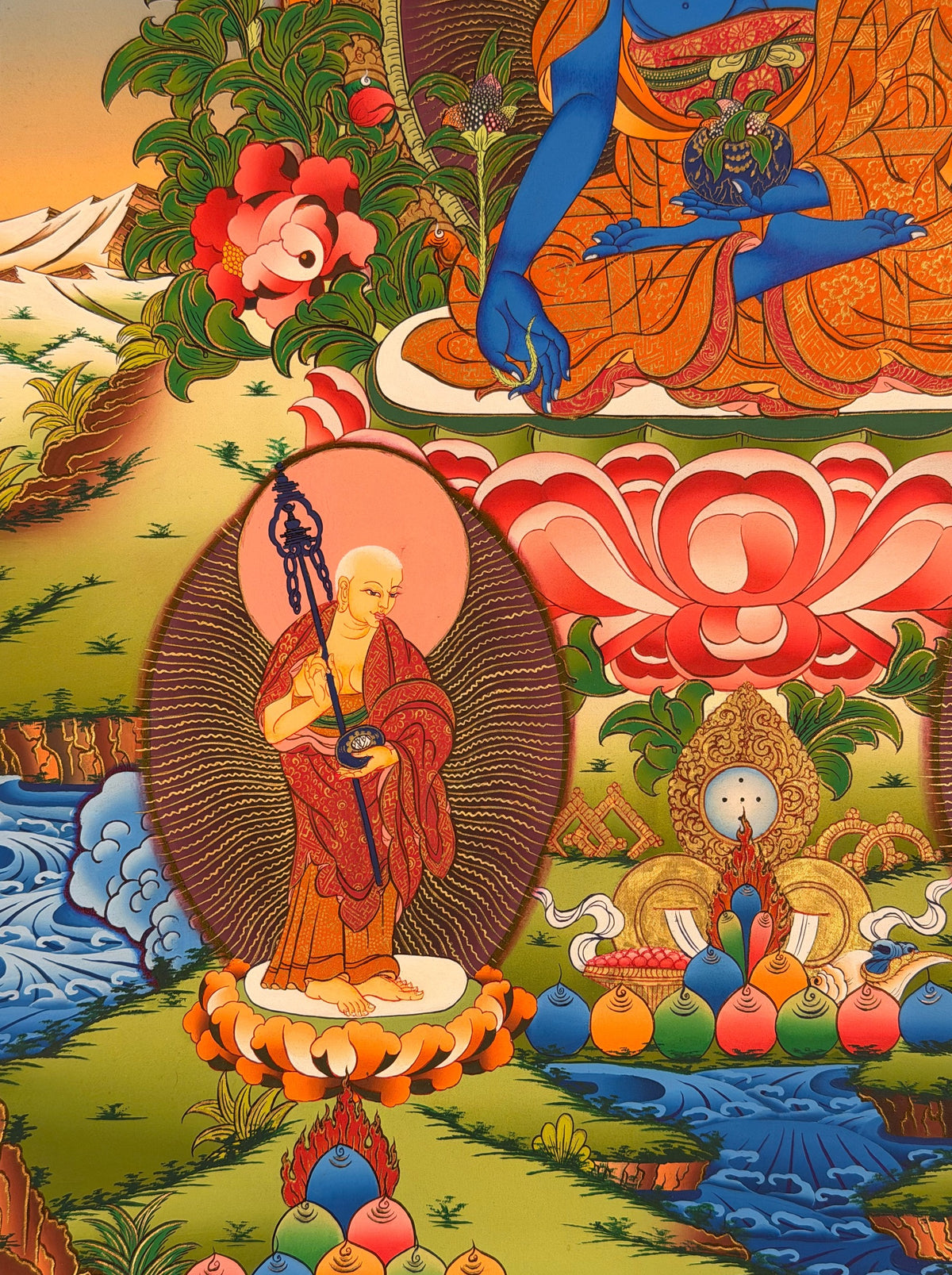 Medicine Buddha thangka, close-up photo 1 of 5