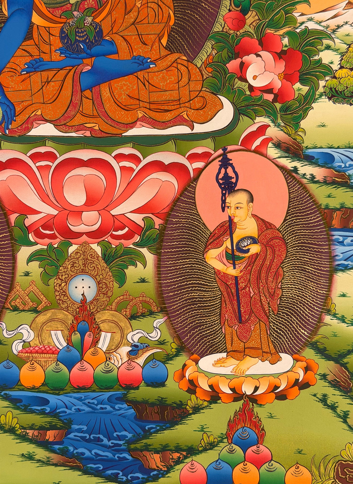 Medicine Buddha thangka, close-up photo 2 of 5