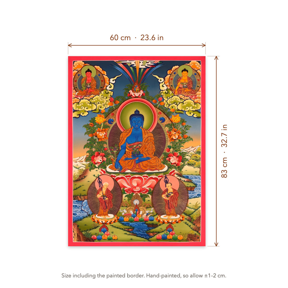 Size diagram: 60 × 83 cm (23.6 × 32.7 in), including the painted border