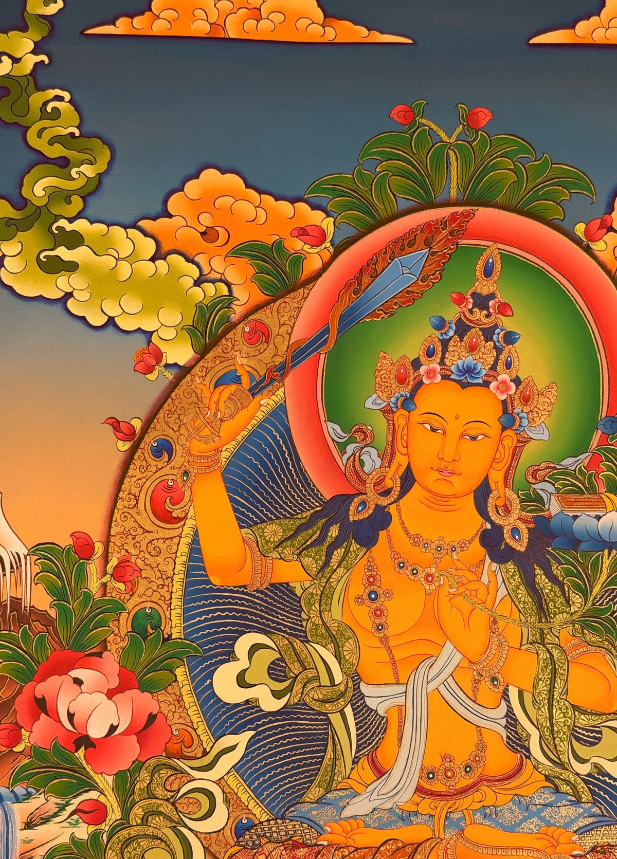 Manjushri thangka, close-up photo 3 of 5