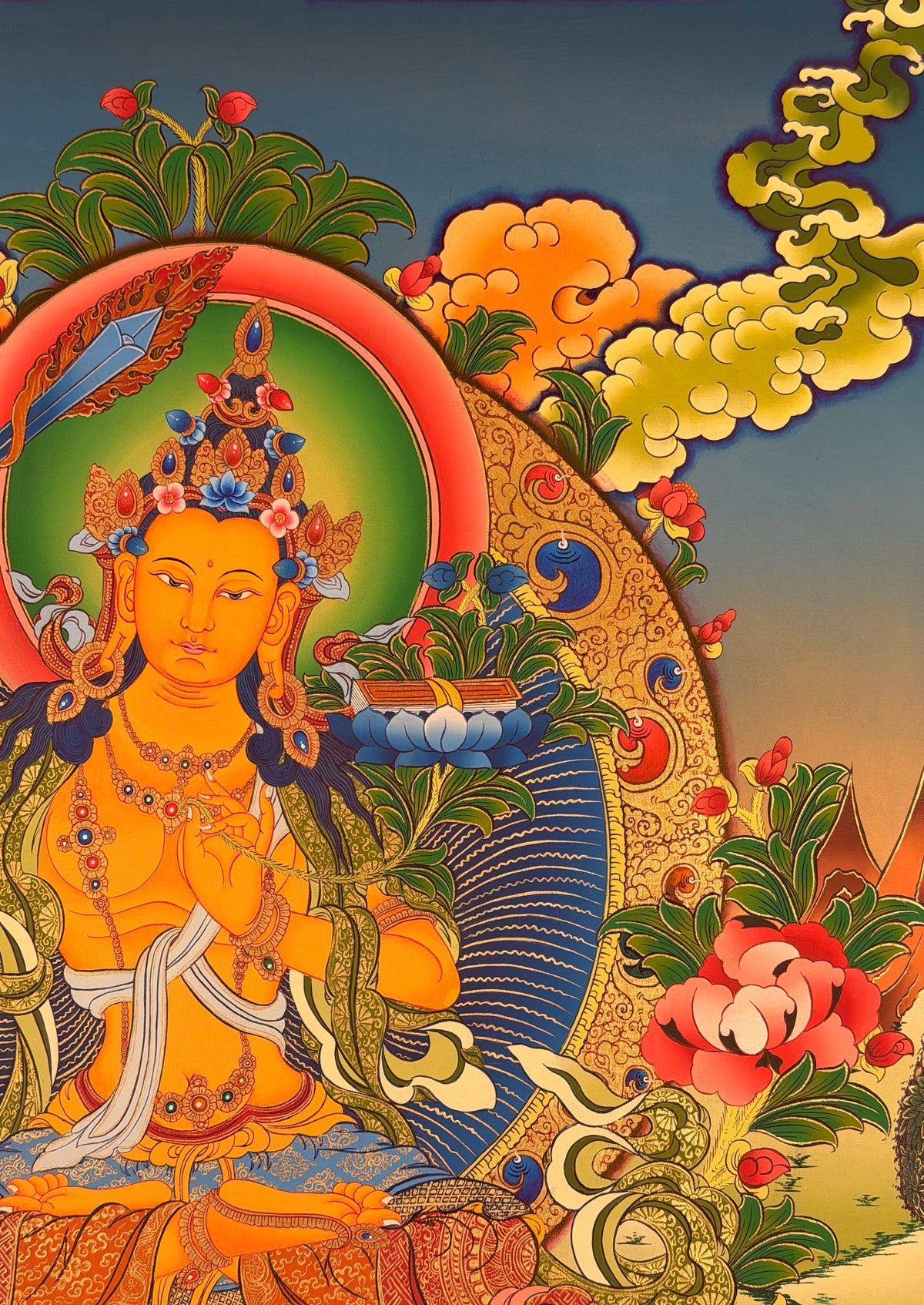 Manjushri thangka, close-up photo 4 of 5