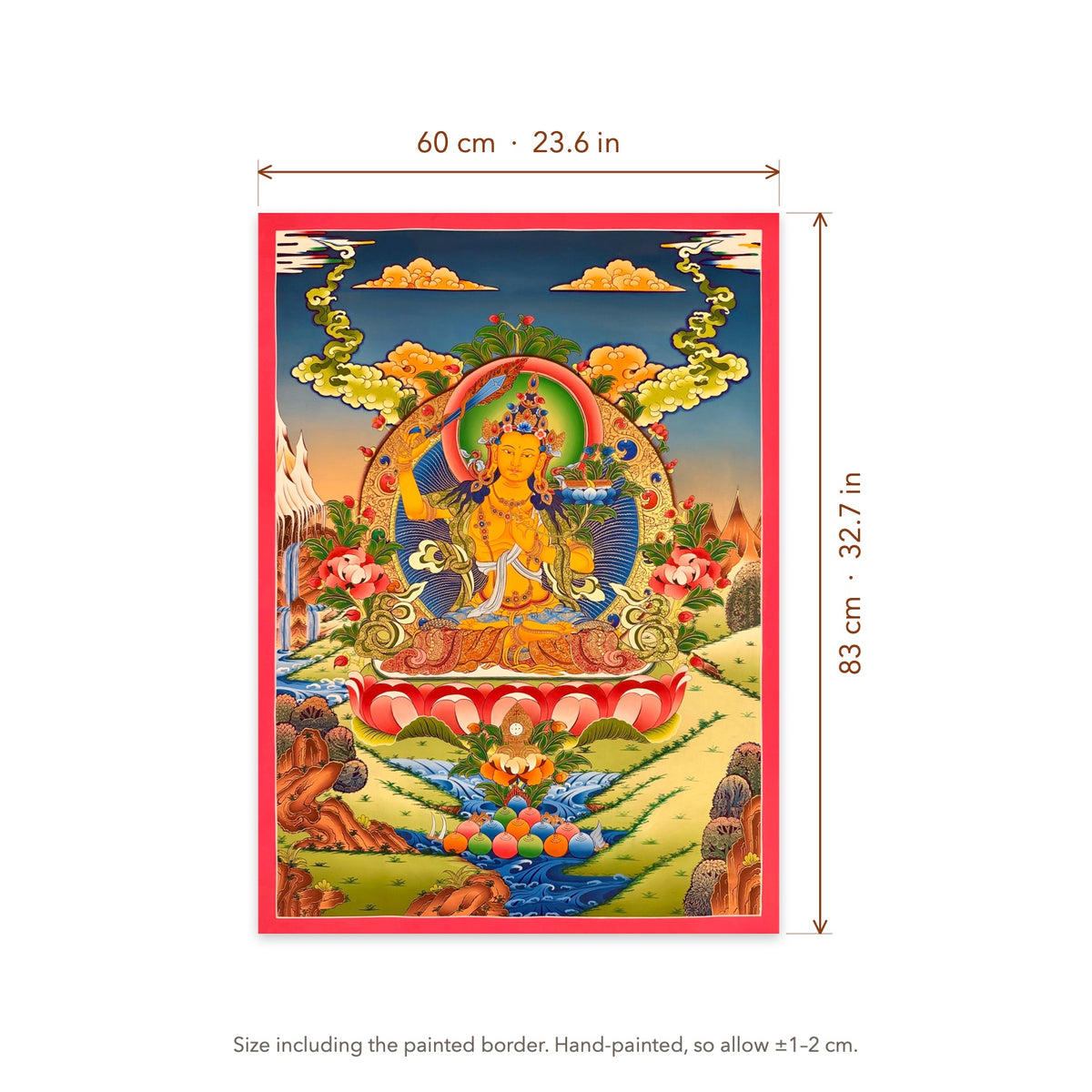 Size diagram: 60 × 83 cm (23.6 × 32.7 in), including the painted border