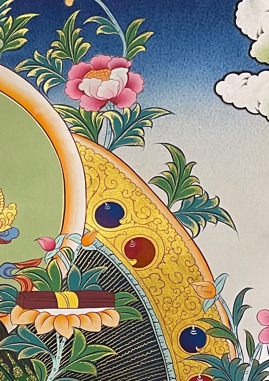 Manjushri thangka, detail: top-right corner