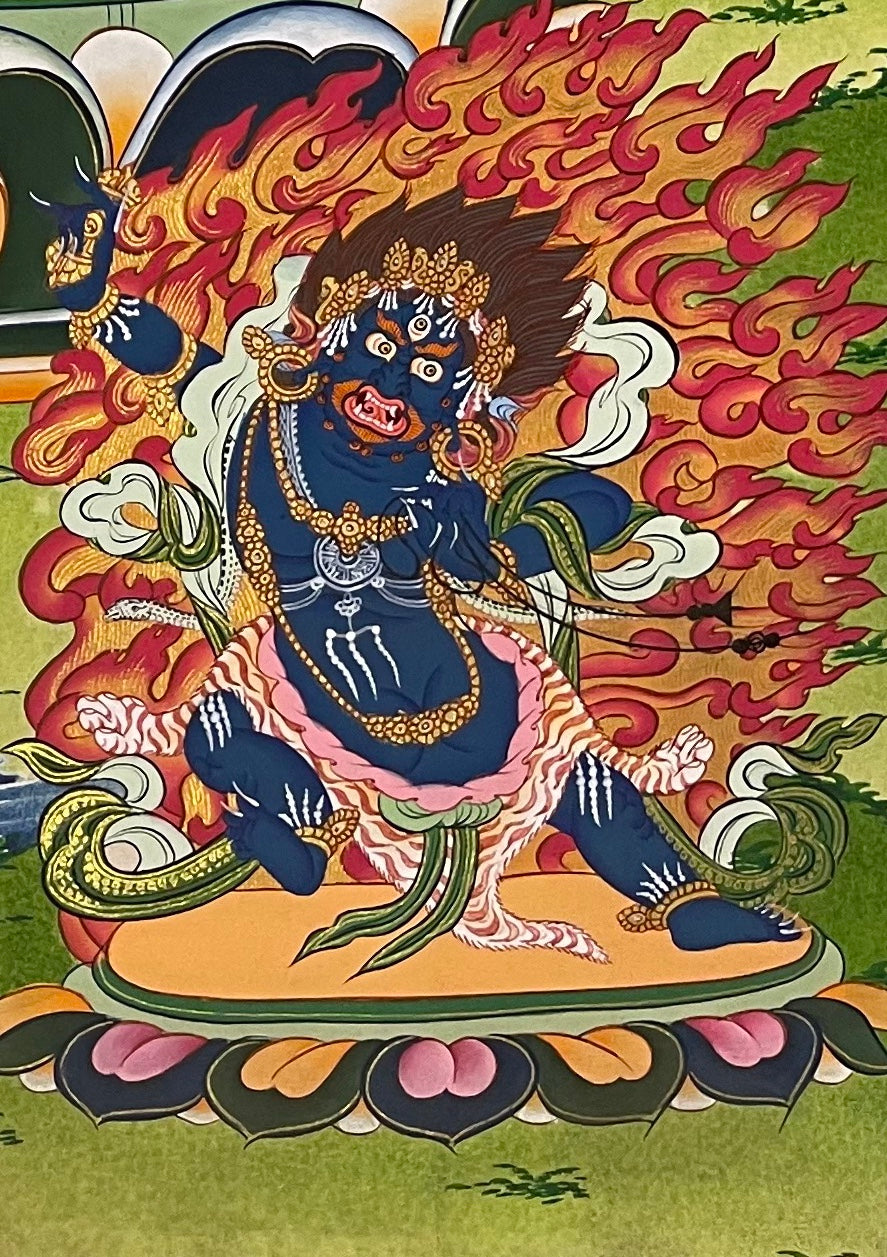 Manjushri thangka, detail: bottom-right corner