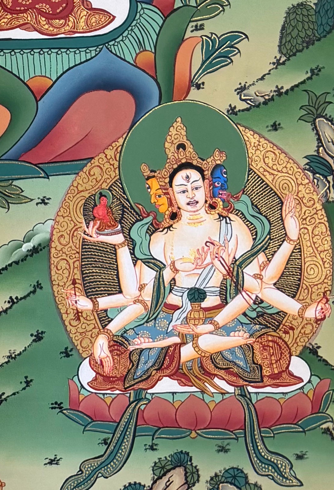 White Tara thangka, detail: bottom-right corner