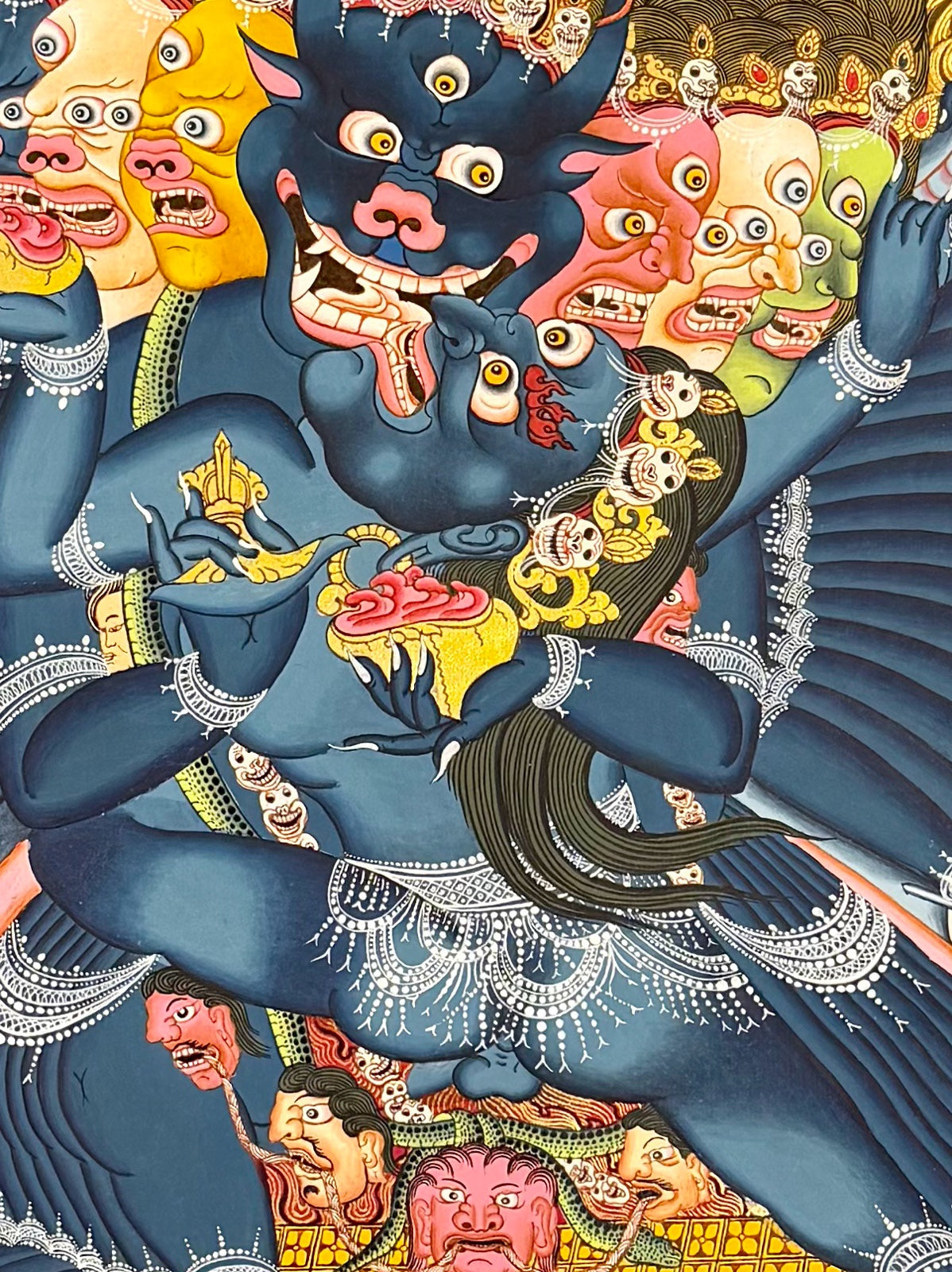Yamantaka with Consort thangka, detail: centre