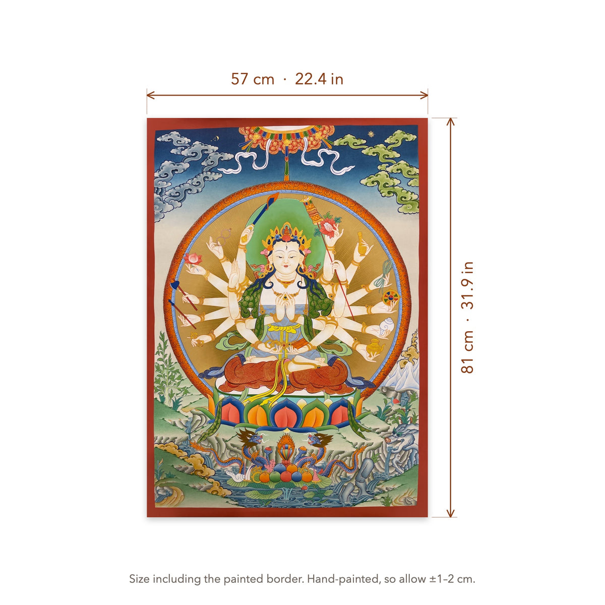 Size diagram: 57 × 81 cm (22.4 × 31.9 in), including the painted border