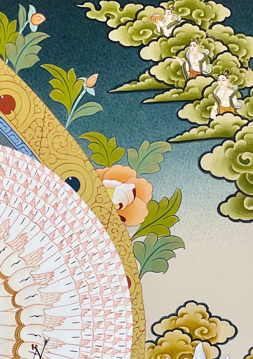 Lokeshwor thangka, detail: top-right corner