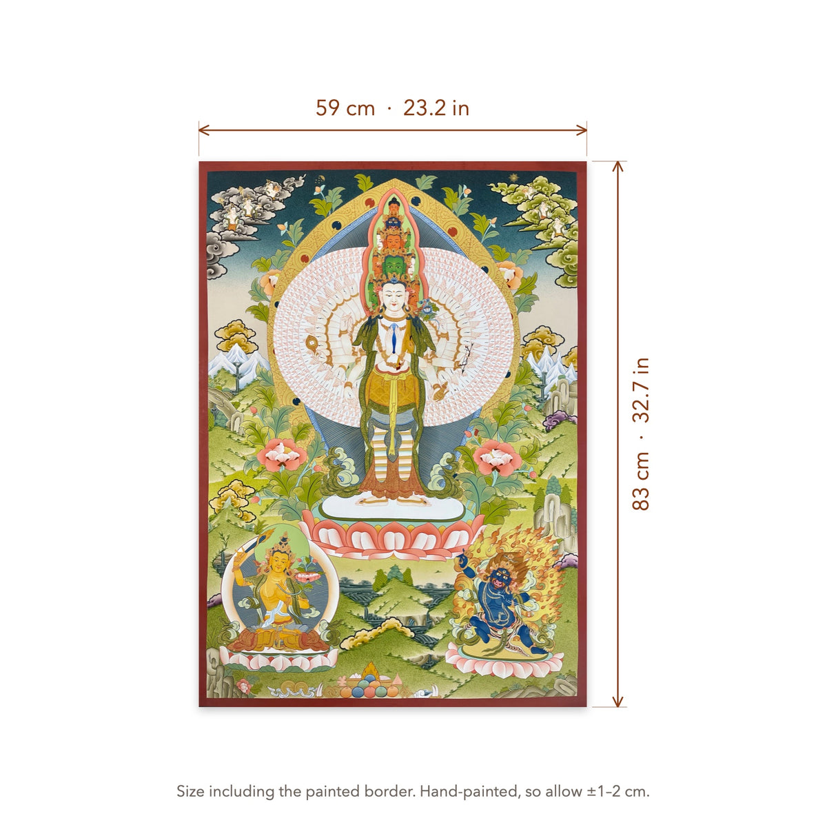 Size diagram: 59 × 83 cm (23.2 × 32.7 in), including the painted border