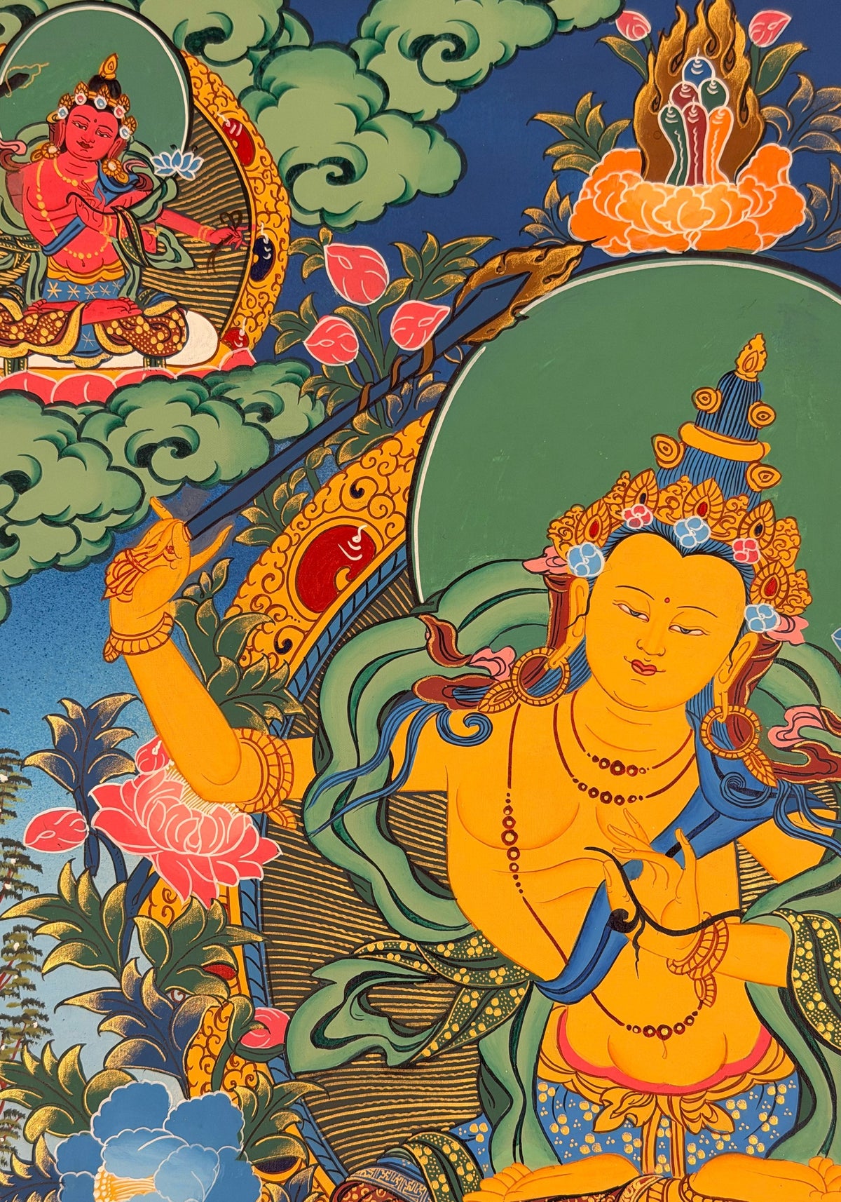 Five Manjushri thangka, close-up photo 3 of 5